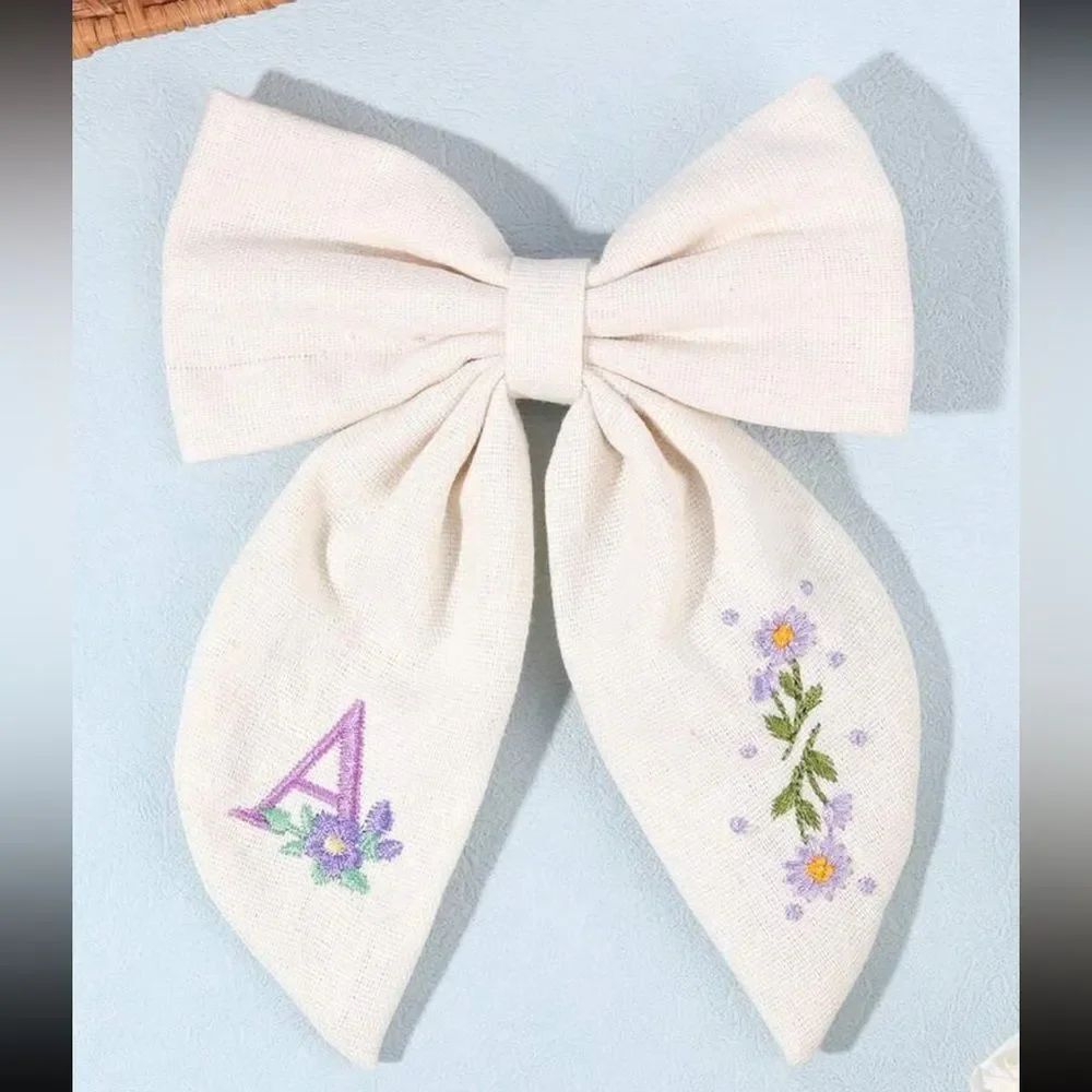 Embroidered Bow Hair Clip for kids A1602